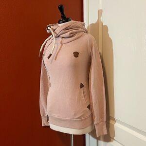Naketano Women’s Light Pink Pullover Cozy Cowl Neck Sweatshirt Hoodie‎